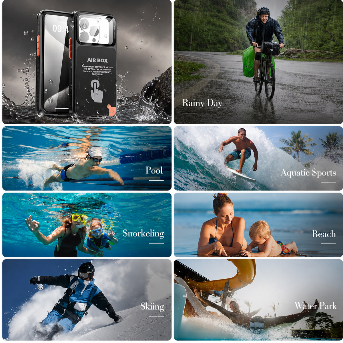 Premium iPhone Case Waterproof Shockproof Protective Cover IP68 Full Body Sealed Design Dustproof Underwater Protection Outdoor Slim Durable Design