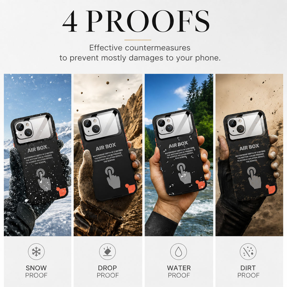 Premium iPhone Case Waterproof Shockproof Protective Cover IP68 Full Body Sealed Design Dustproof Underwater Protection Outdoor Slim Durable Design