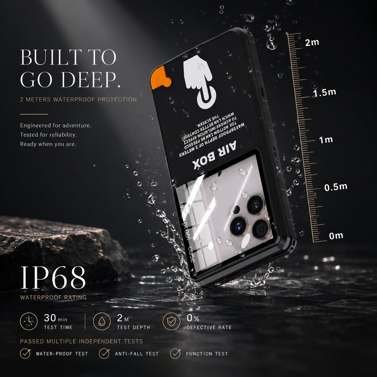Premium iPhone Case Waterproof Shockproof Protective Cover IP68 Full Body Sealed Design Dustproof Underwater Protection Outdoor Slim Durable Design