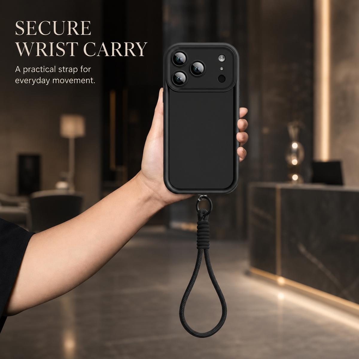 Premium iPhone Case Wrist Strap Lanyard Soft Silicone Shockproof TPU Protective Cover Slim Non Slip Lightweight Bumper Everyday Carry Case Design