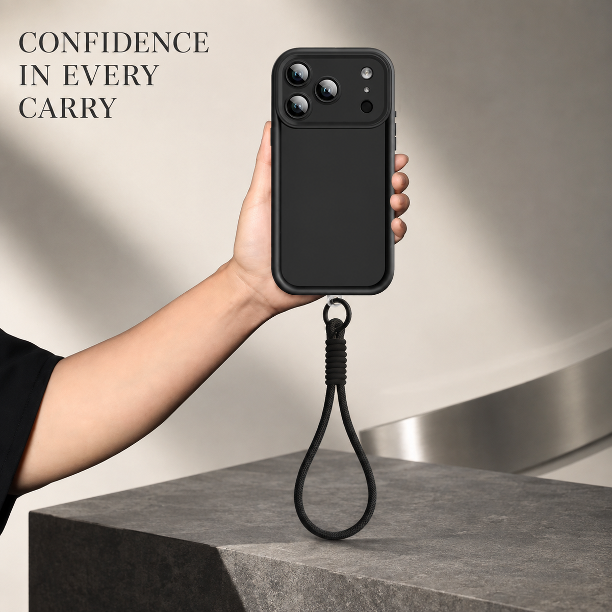 Premium iPhone Case Wrist Strap Lanyard Soft Silicone Shockproof TPU Protective Cover Slim Non Slip Lightweight Bumper Everyday Carry Case Design
