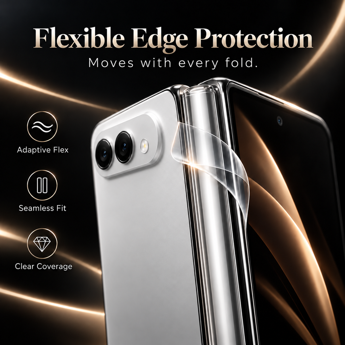 Premium iPhone Hinge Protector 2PCS Hydrogel Film HD Anti Scratch Anti Fingerprint Clear Middle Folding Protection Film Set for Foldable Phones