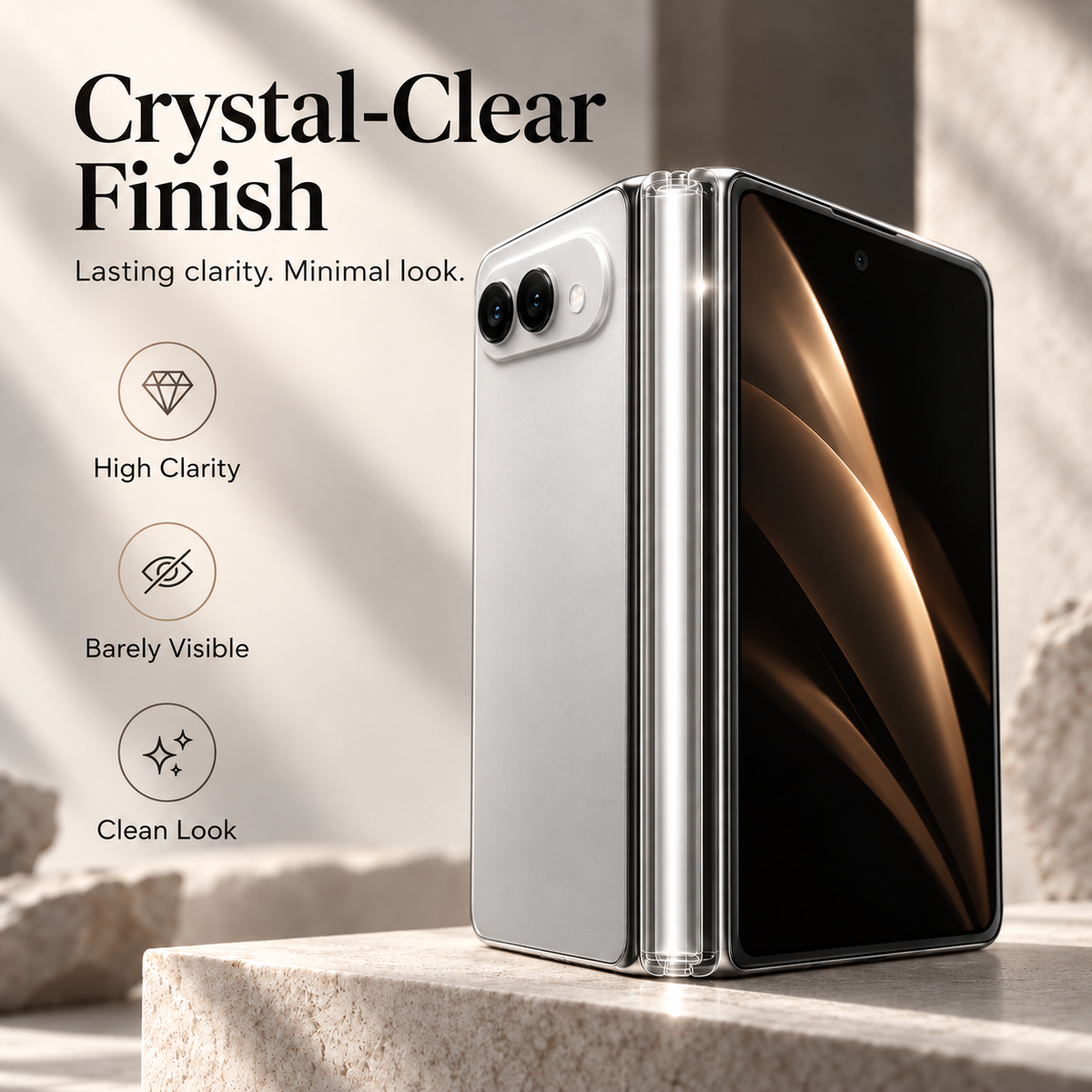 Premium iPhone Hinge Protector 2PCS Hydrogel Film HD Anti Scratch Anti Fingerprint Clear Middle Folding Protection Film Set for Foldable Phones