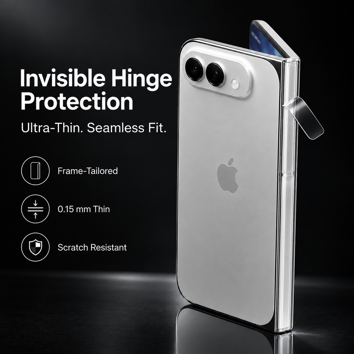 Premium iPhone Hinge Protector 2PCS Hydrogel Film HD Anti Scratch Anti Fingerprint Clear Middle Folding Protection Film Set for Foldable Phones