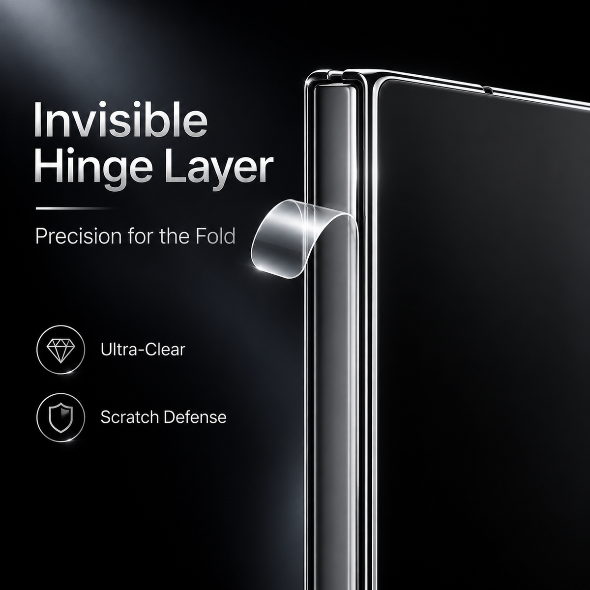 Premium iPhone Hinge Protector 2PCS Hydrogel Film HD Anti Scratch Anti Fingerprint Clear Middle Folding Protection Film Set for Foldable Phones