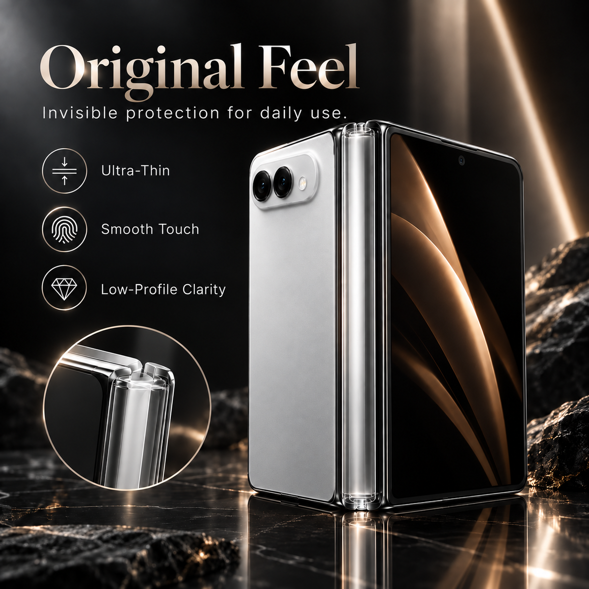 Premium iPhone Hinge Protector 2PCS Hydrogel Film HD Anti Scratch Anti Fingerprint Clear Middle Folding Protection Film Set for Foldable Phones