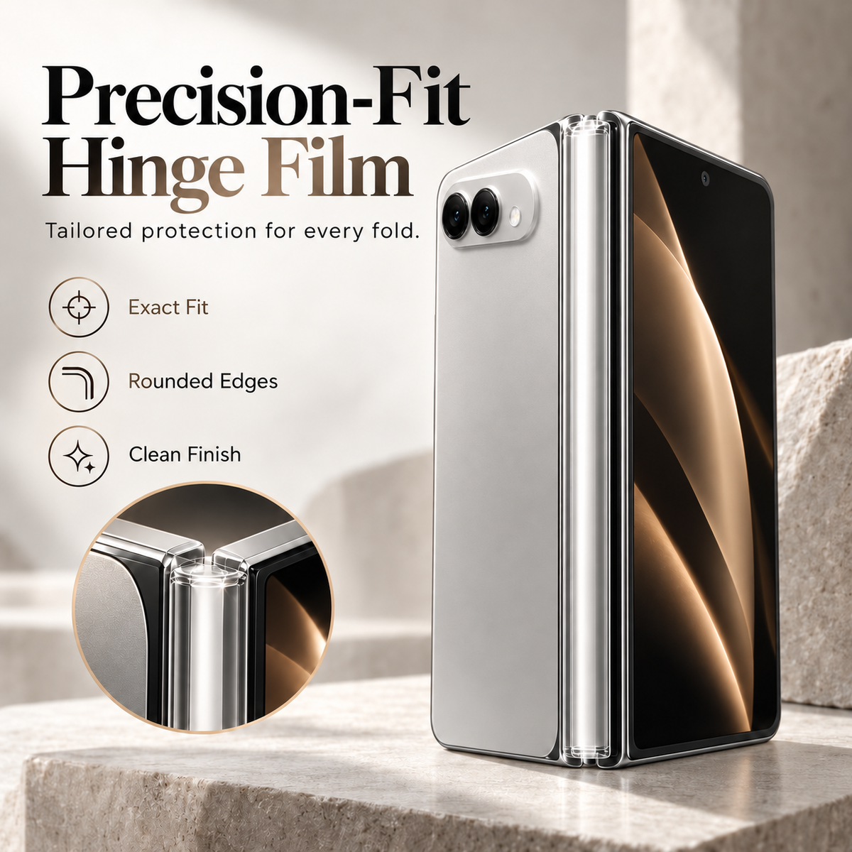 Premium iPhone Hinge Protector 2PCS Hydrogel Film HD Anti Scratch Anti Fingerprint Clear Middle Folding Protection Film Set for Foldable Phones