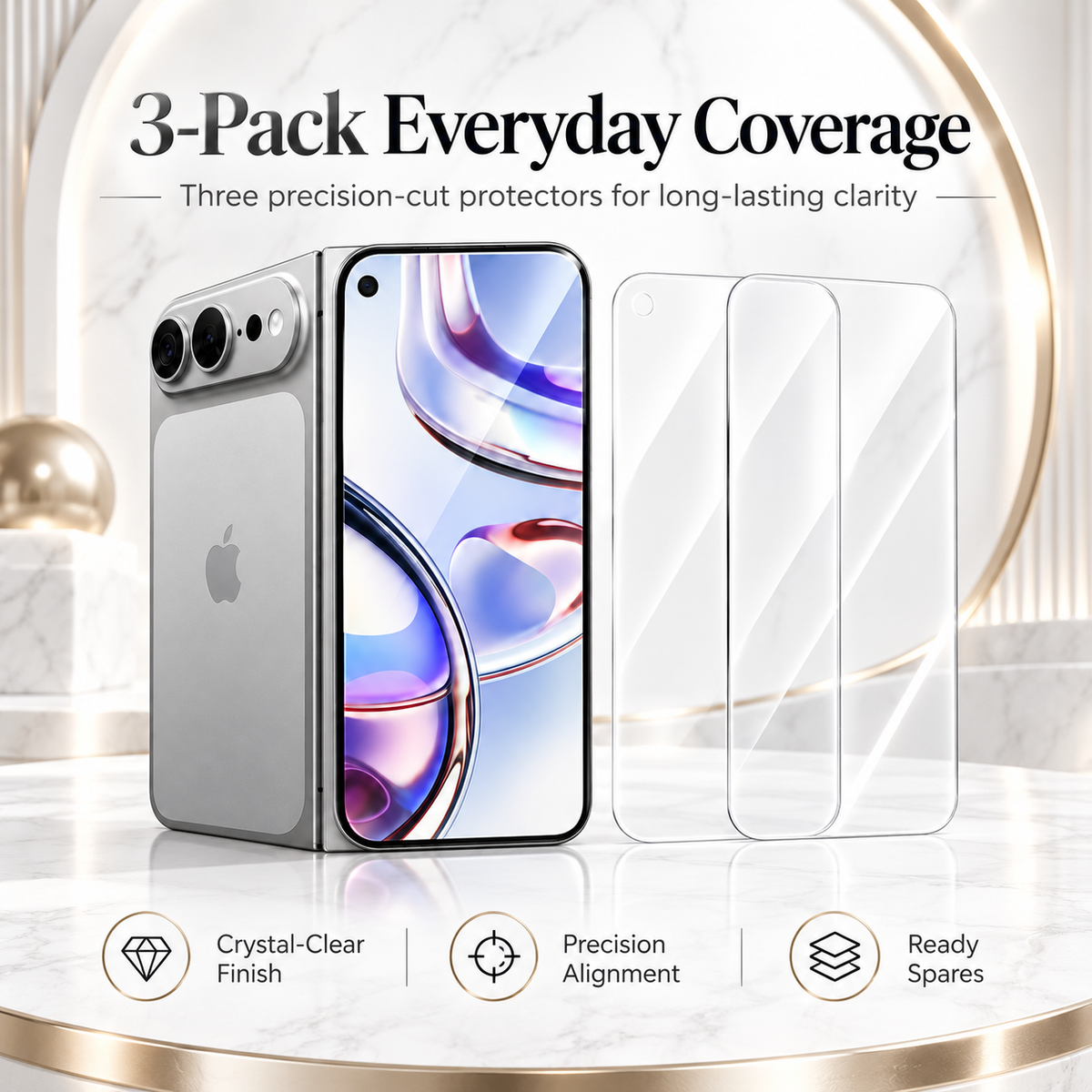 Premium iPhone Screen Protector 3 Pack 9H Tempered Glass HD Clear Front Film Scratch Resistant Protective Screen Cover Compatible with iPhone Full Fit