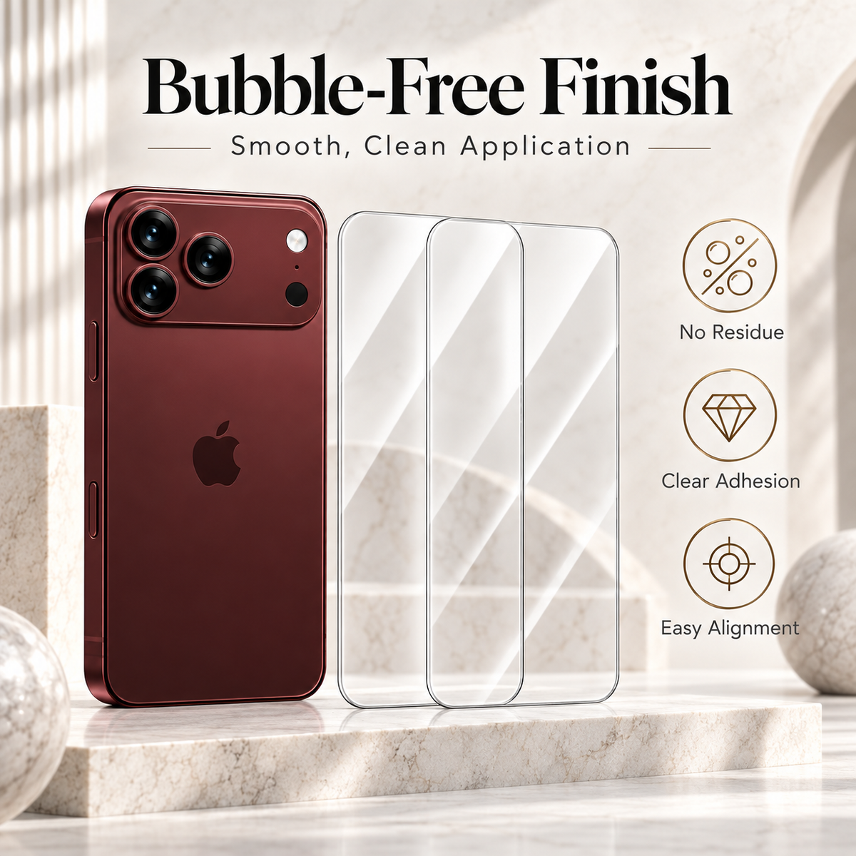 Premium iPhone Screen Protector 3 Pack 9H Tempered Glass HD Clear Front Film Scratch Resistant Protective Screen Cover Compatible with iPhone Full Fit