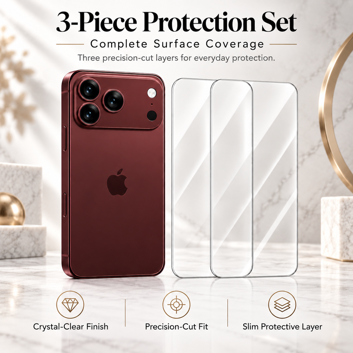 Premium iPhone Screen Protector 3 Pack 9H Tempered Glass HD Clear Front Film Scratch Resistant Protective Screen Cover Compatible with iPhone Full Fit