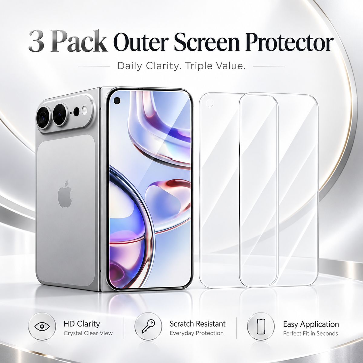 Premium iPhone Screen Protector 3 Pack 9H Tempered Glass HD Clear Front Film Scratch Resistant Protective Screen Cover Compatible with iPhone Full Fit