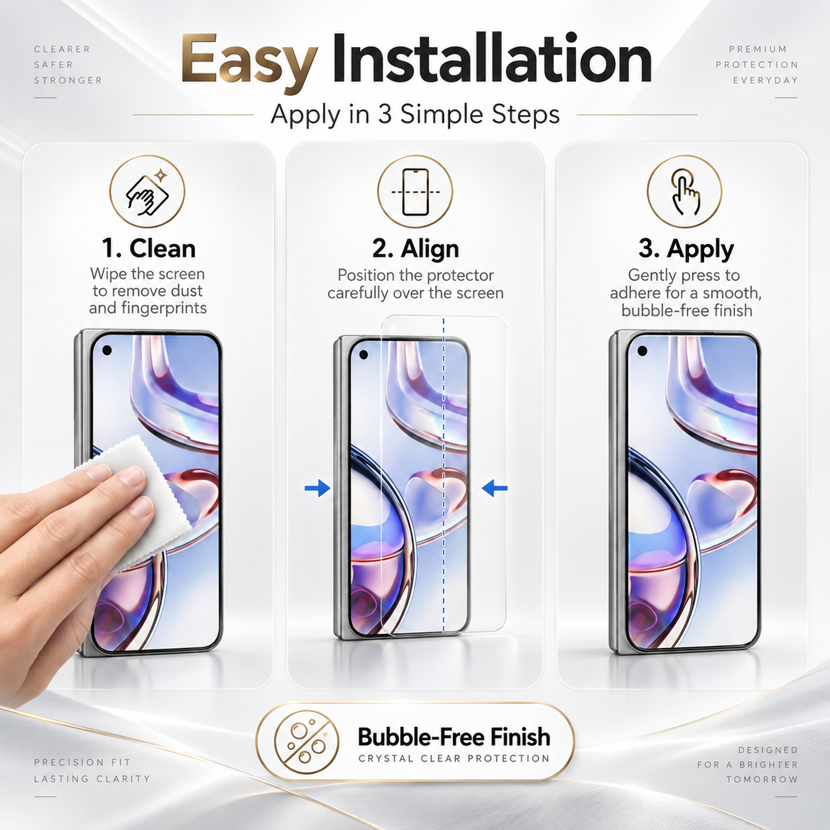 Premium iPhone Screen Protector 3 Pack 9H Tempered Glass HD Clear Front Film Scratch Resistant Protective Screen Cover Compatible with iPhone Full Fit