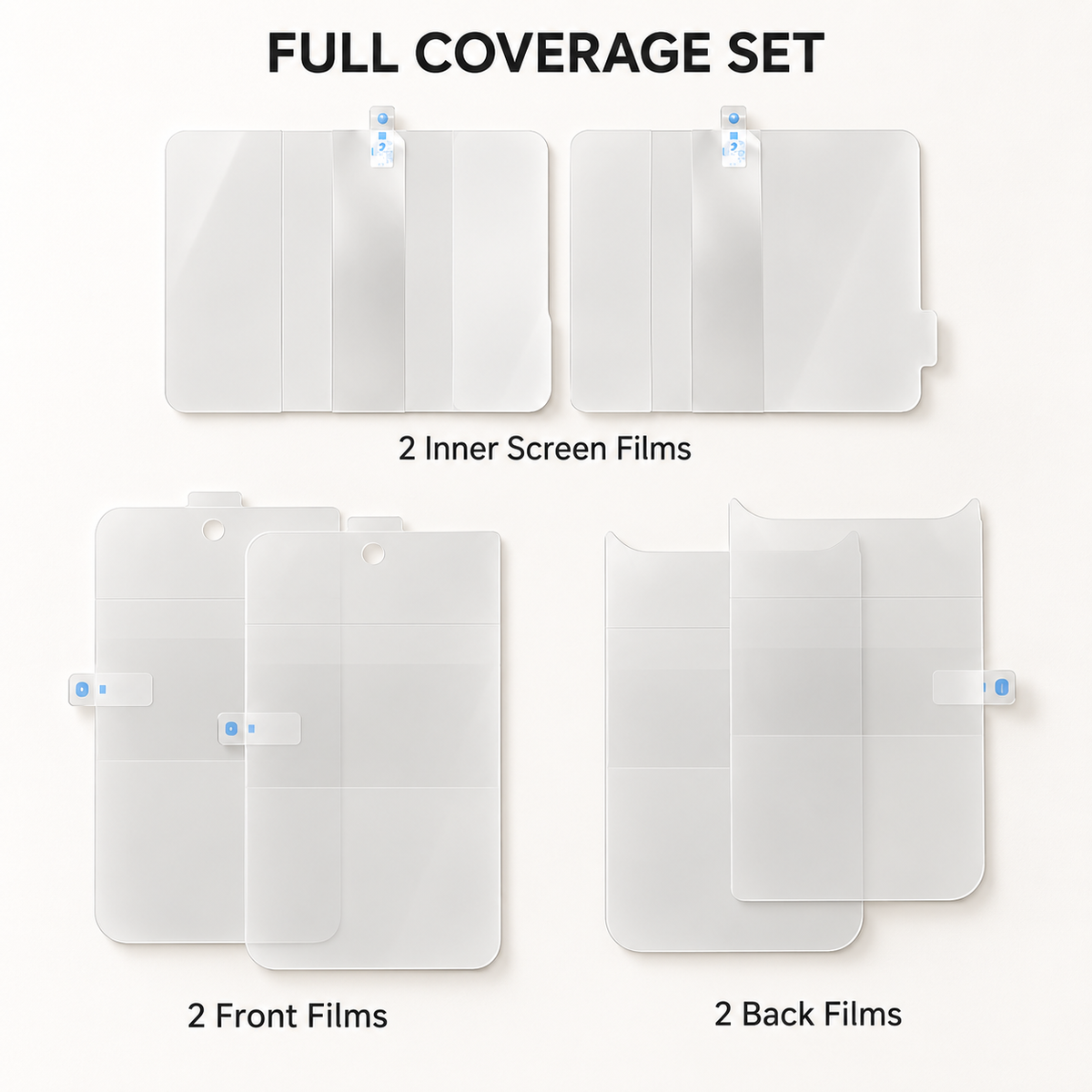 Premium iPhone Screen Protector 6in1 Hydrogel Film HD Inner Outer Rear Soft TPU Anti Shatter Clear Full Coverage Protective Film Set for Foldable