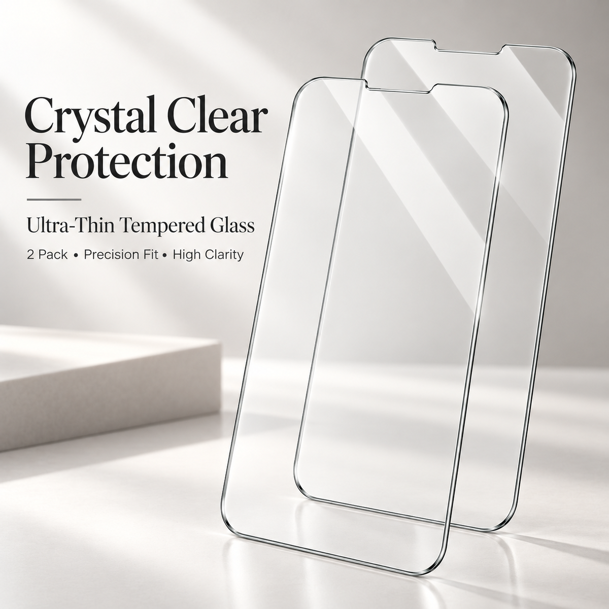 Premium iPhone Screen Protector Tempered Glass 9H HD Clear Anti Fingerprint Scratch Resistant Anti Shatter AR Film 3D Coverage Compatible with iPhones