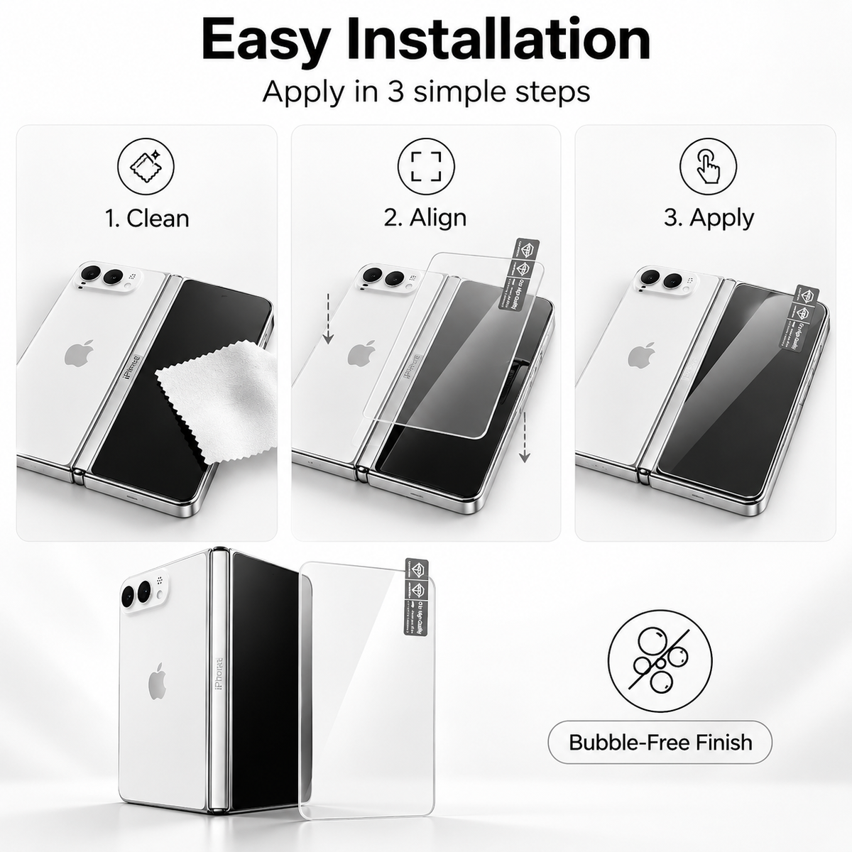Premium iPhone Screen Protector Tempered Glass 9H HD Clear Anti Fingerprint Scratch Resistant Anti Shatter AR Film 3D Coverage Compatible with iPhones