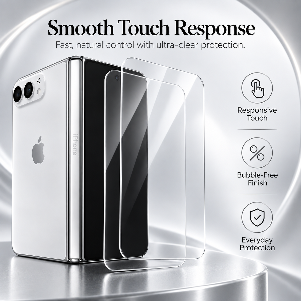 Premium iPhone Screen Protector Tempered Glass 9H HD Clear Anti Fingerprint Scratch Resistant Anti Shatter AR Film 3D Coverage Compatible with iPhones