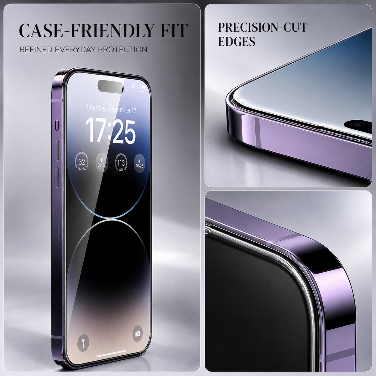 Premium iPhone Screen Protector Tempered Glass HD Clear Anti Fingerprint Scratch Resistant Bubble Free Ultra Thin Shatter Resistant Case Friendly